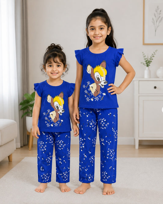 NAVY BLUE CUTE DEAR PAJAMA SET
