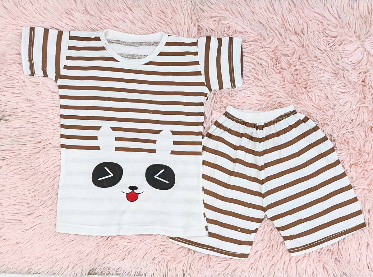 CUTE PANDA STRIPE KIDS SHORT SET