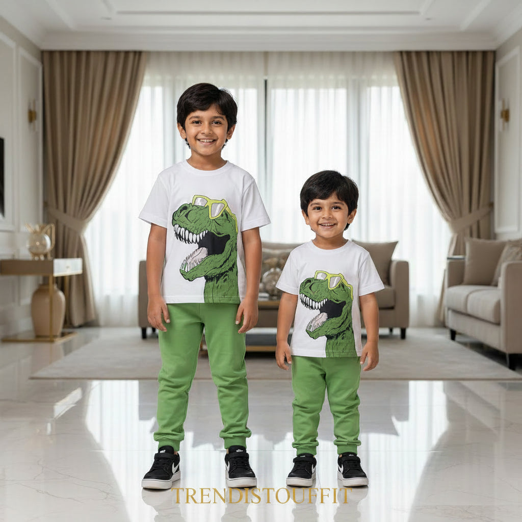 GREEN DINO ROAR KIDS CO-ORD SET