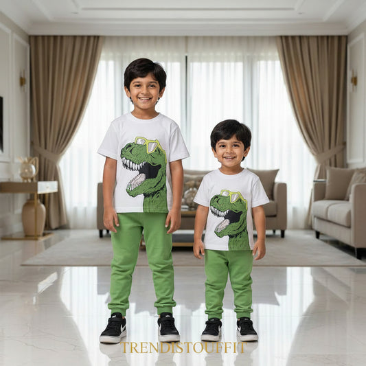 GREEN DINO ROAR KIDS CO-ORD SET