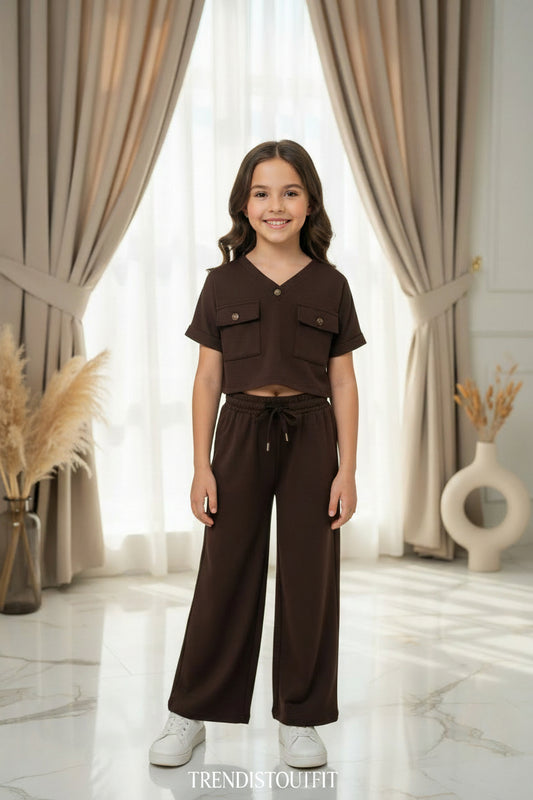 MOCHA GRACE GIRLS CO-ORD SET BROWN