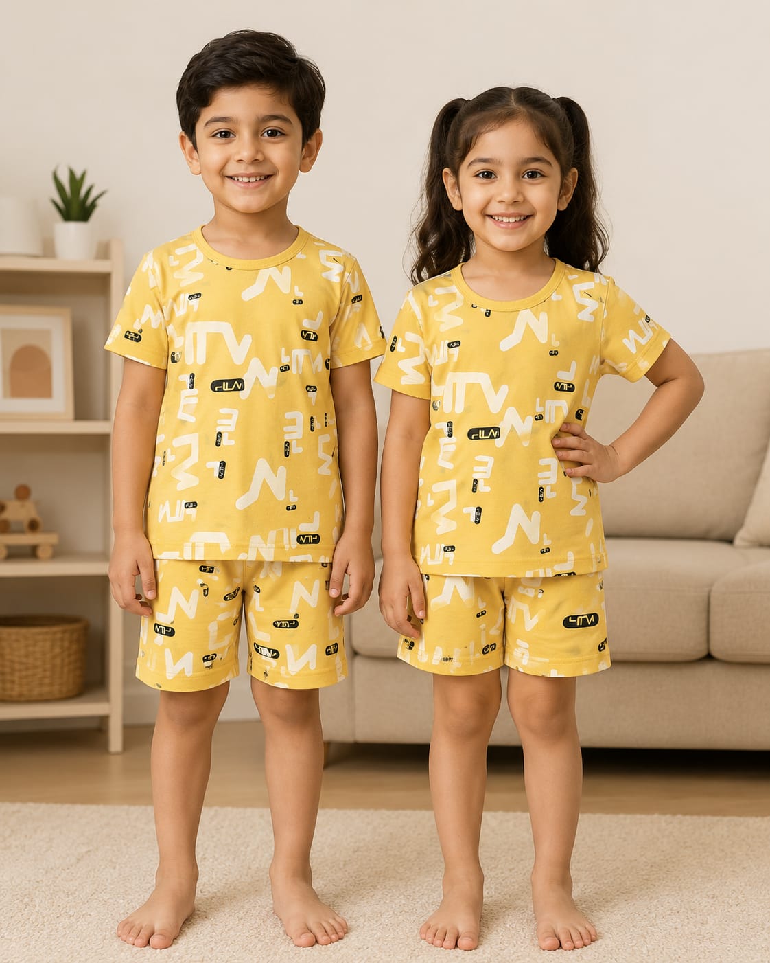 ALPHABET POPS KIDS YELLOW SHORT SET