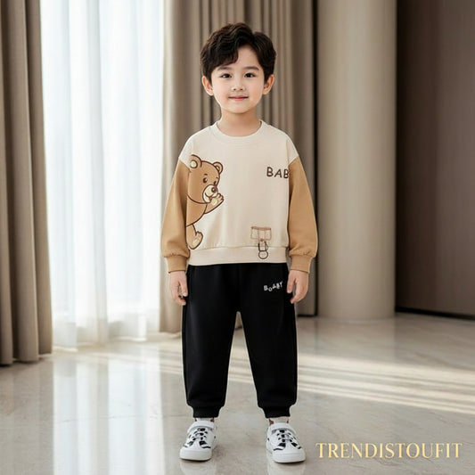 SKIN BABY BEAR PRINTED WINTER KIDS SWEETSHIRT SET