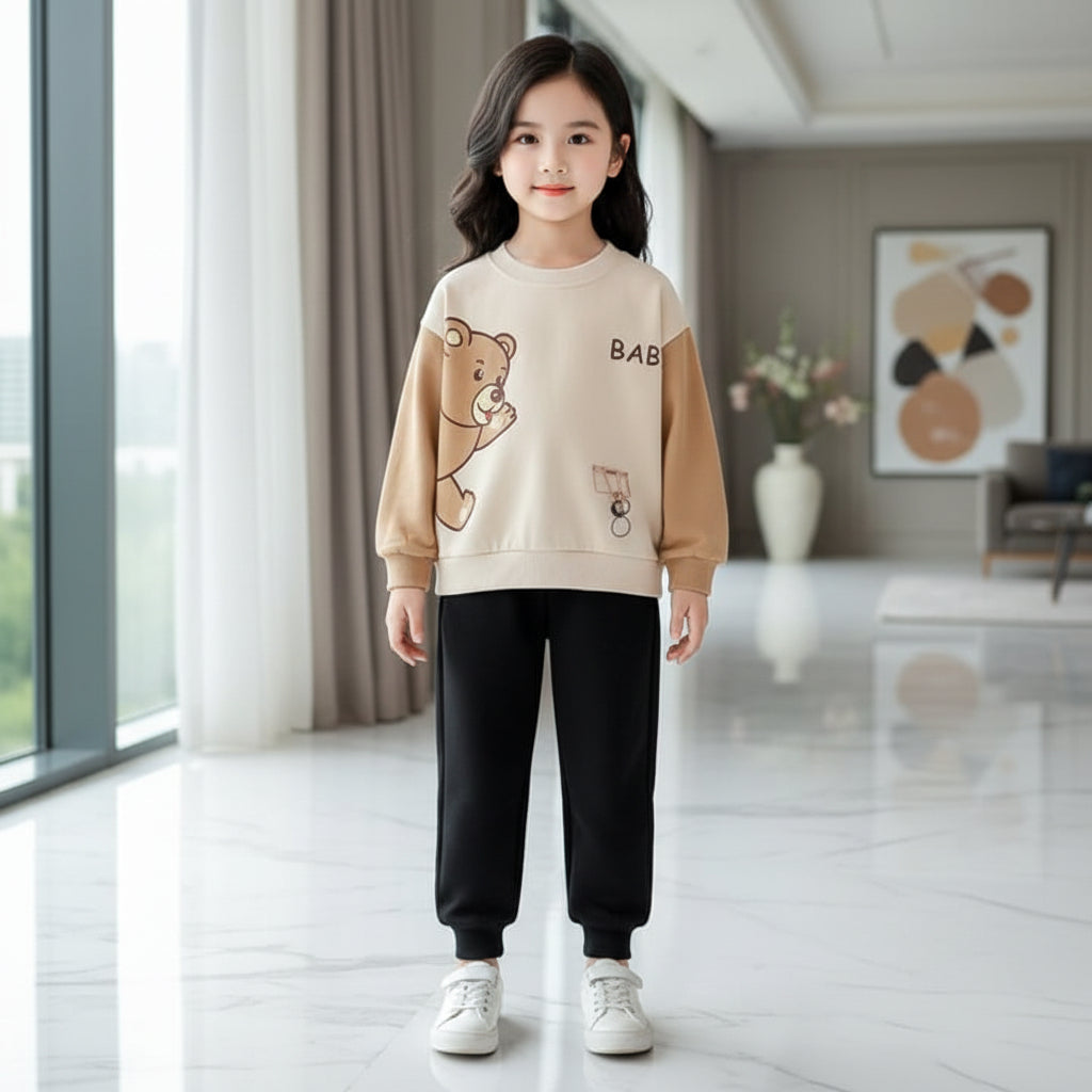 SKIN BABY BEAR PRINTED WINTER KIDS SWEETSHIRT SET