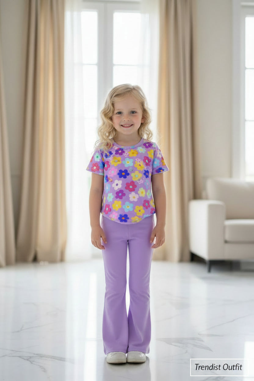 COLOURFULL FLOWERS PAJAMA SET-PURPEL