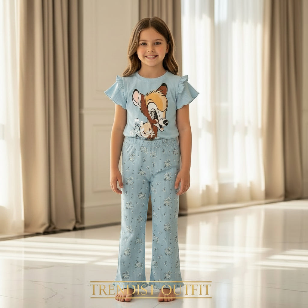 SKY BLUE CUTE DEAR KIDS PAJAMA SET