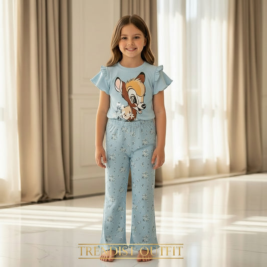 SKY BLUE CUTE DEAR KIDS PAJAMA SET