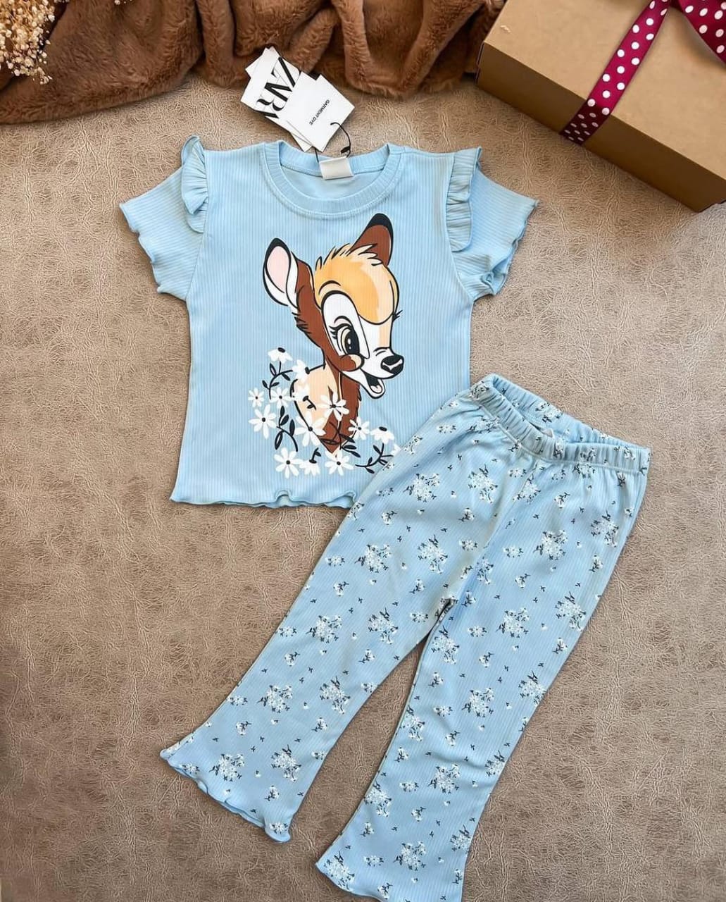 SKY BLUE CUTE DEAR KIDS PAJAMA SET