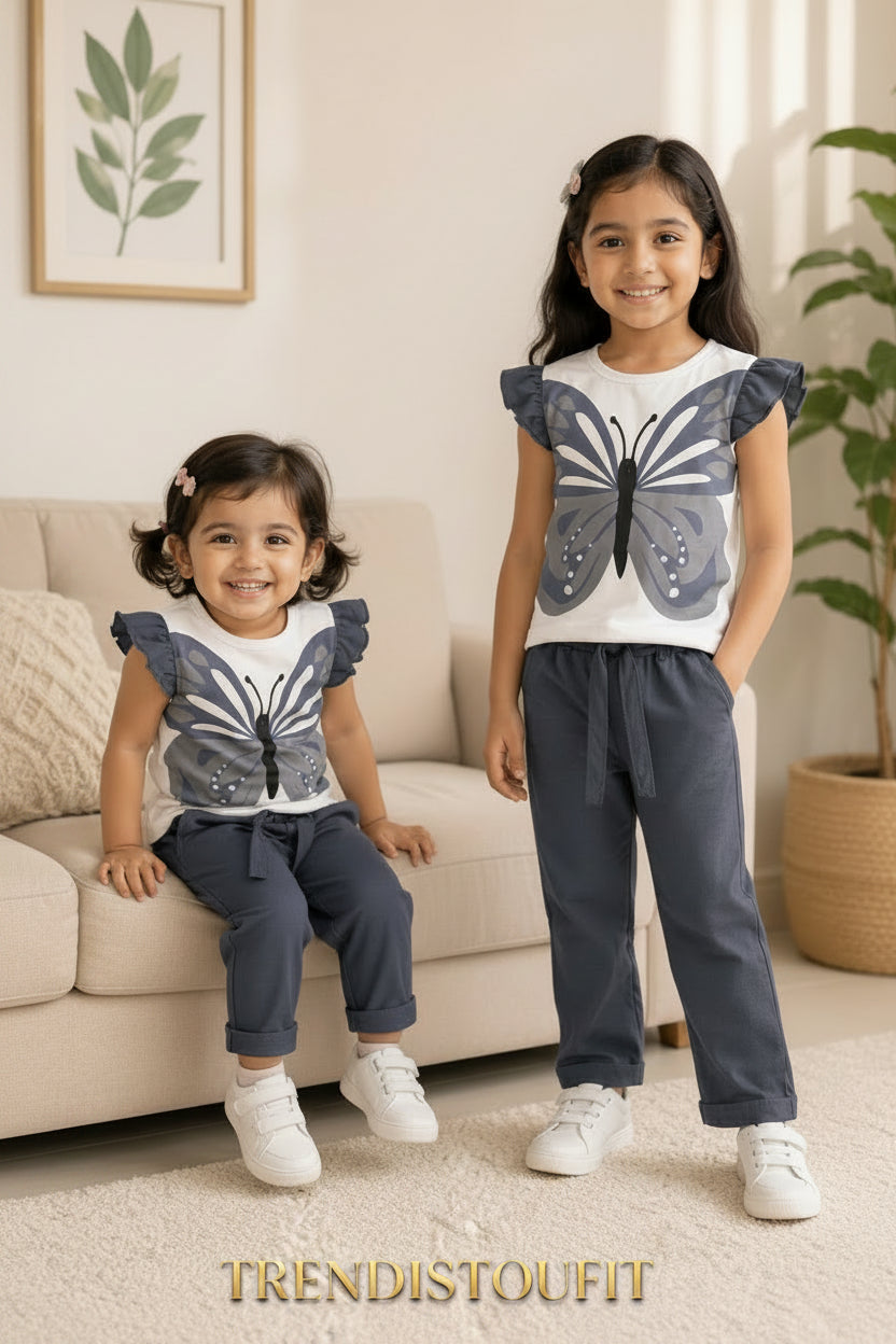 PEARL GRAY BREZE BUTTERFLY CO-ORD SET