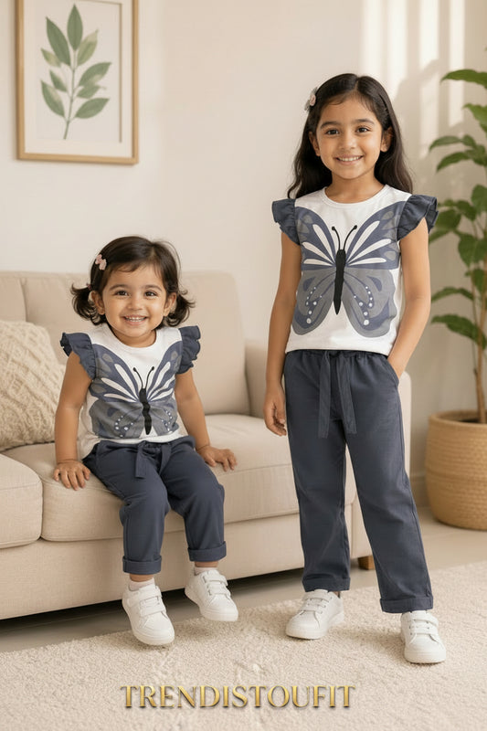 PEARL GRAY BREZE BUTTERFLY CO-ORD SET