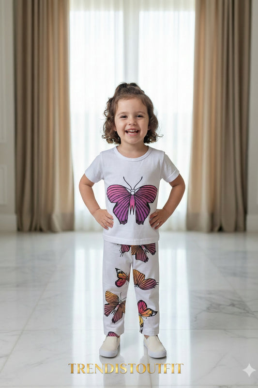 BUTTERFLY SPARKLE GIRLS PAJAMA SET