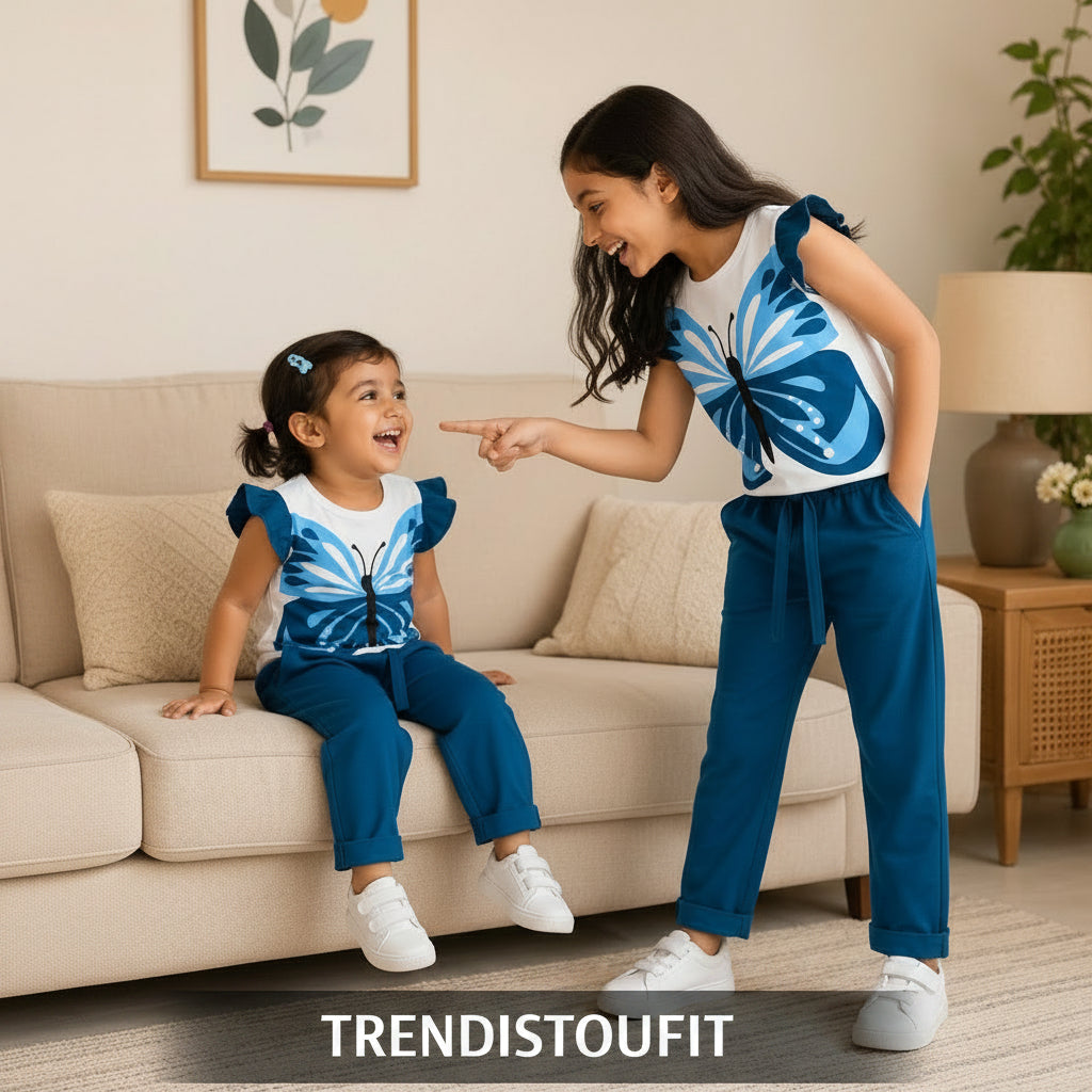 OCEAN BLUE BREZE BUTTERFLY CO-ORD SET