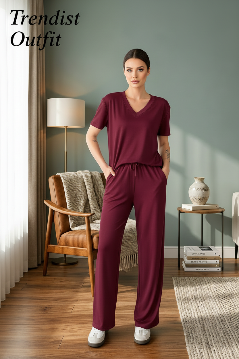 V-Neck Half Sleeve Soft Cotton Jersey Lounge Wear Premium Quality