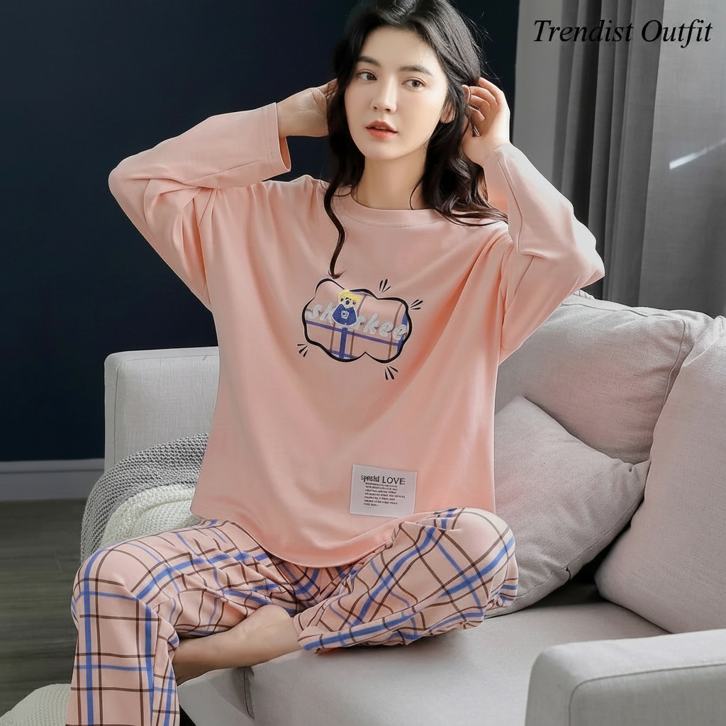 New Pink shake Printed night suit For Women PJ Set