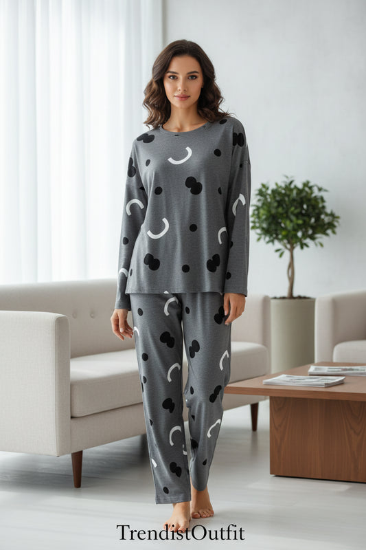 GREY Cloud Printed Women's PJ Sets
