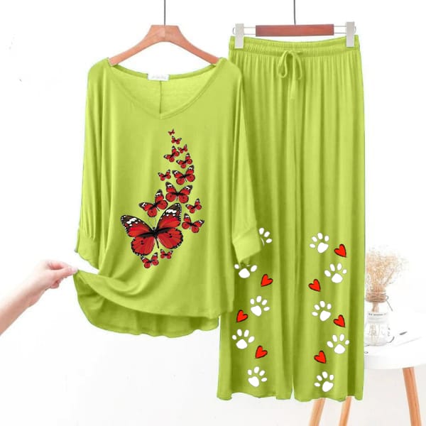 Butterfly Printed V-Neck Women Night Suit PJ Set ARTICLE NO # 56
