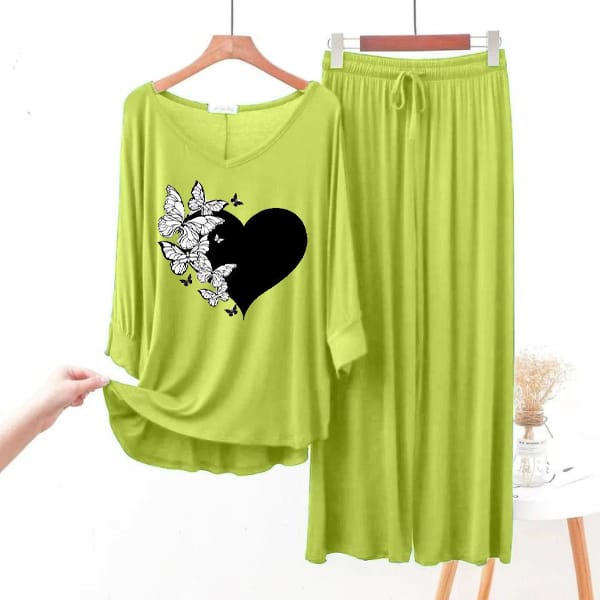Love Heart Printed V-Neck Women Night Suit PJ Set ARTICLE NO # 56