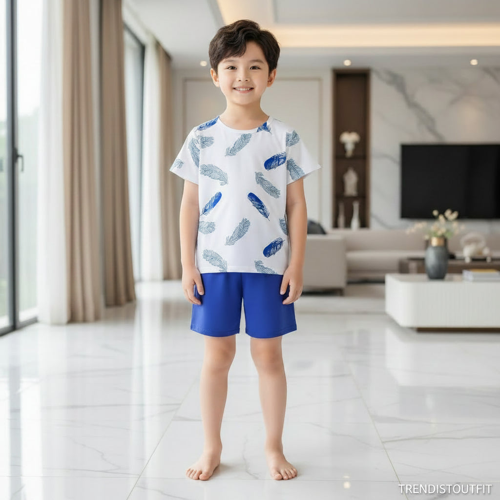 BLUE FEATHER KIDS SHORT SHORT SLEEVELESS
