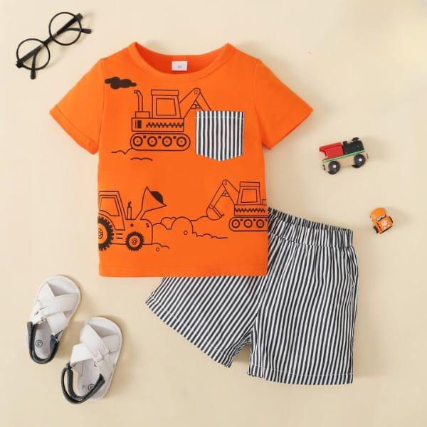 ORANGE BLACK & WHITE KIDS SHORT SLEEVELESS
