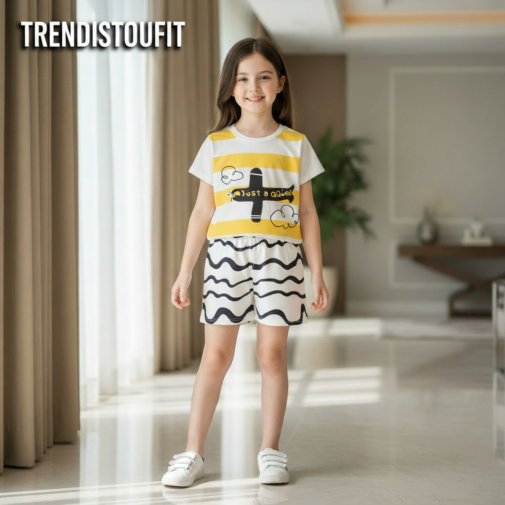 BLACK AEROPLANE KIDS SHORT SLEEVELESS