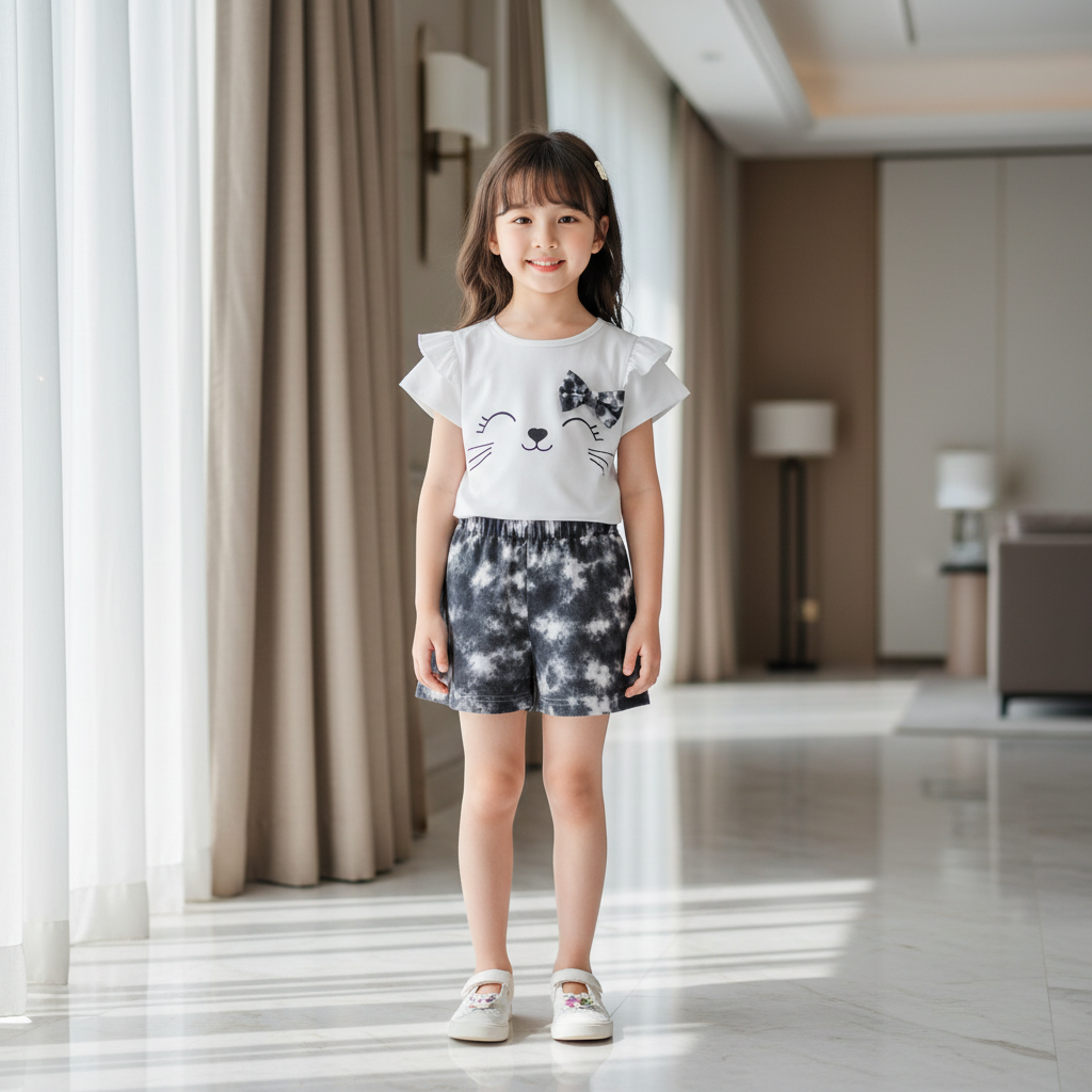 CUTE BOW KIDS SHORT SLEEVELESS