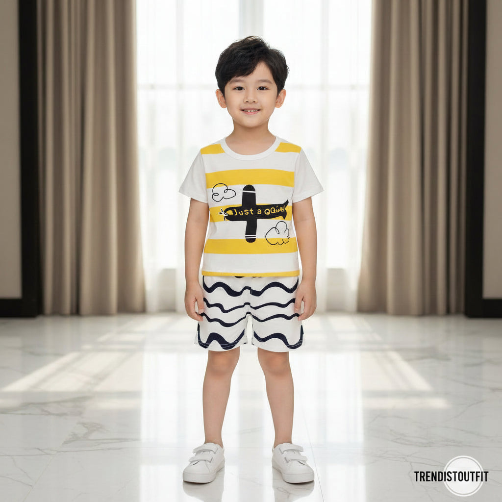 BLACK AEROPLANE KIDS SHORT SLEEVELESS