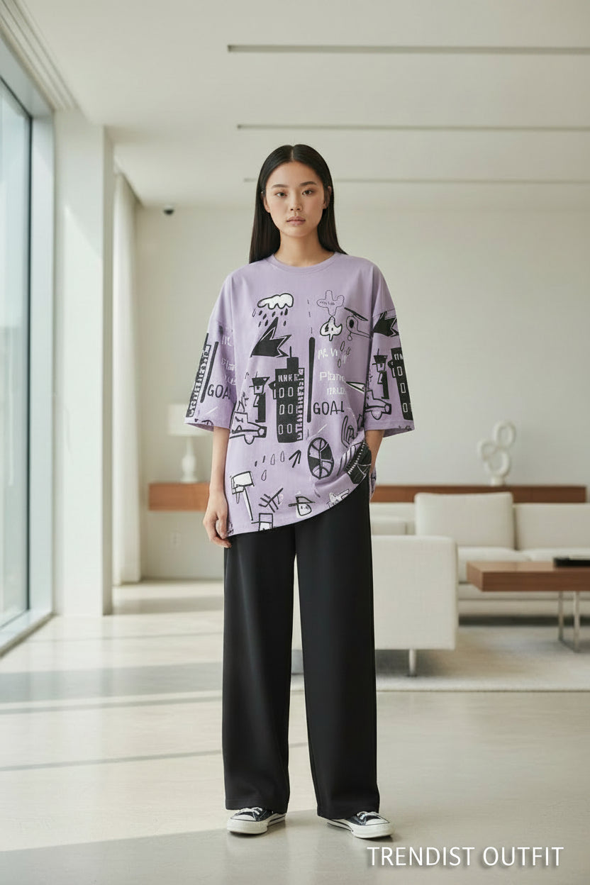 Purple : Music Planet Printed Women's PJ Sets