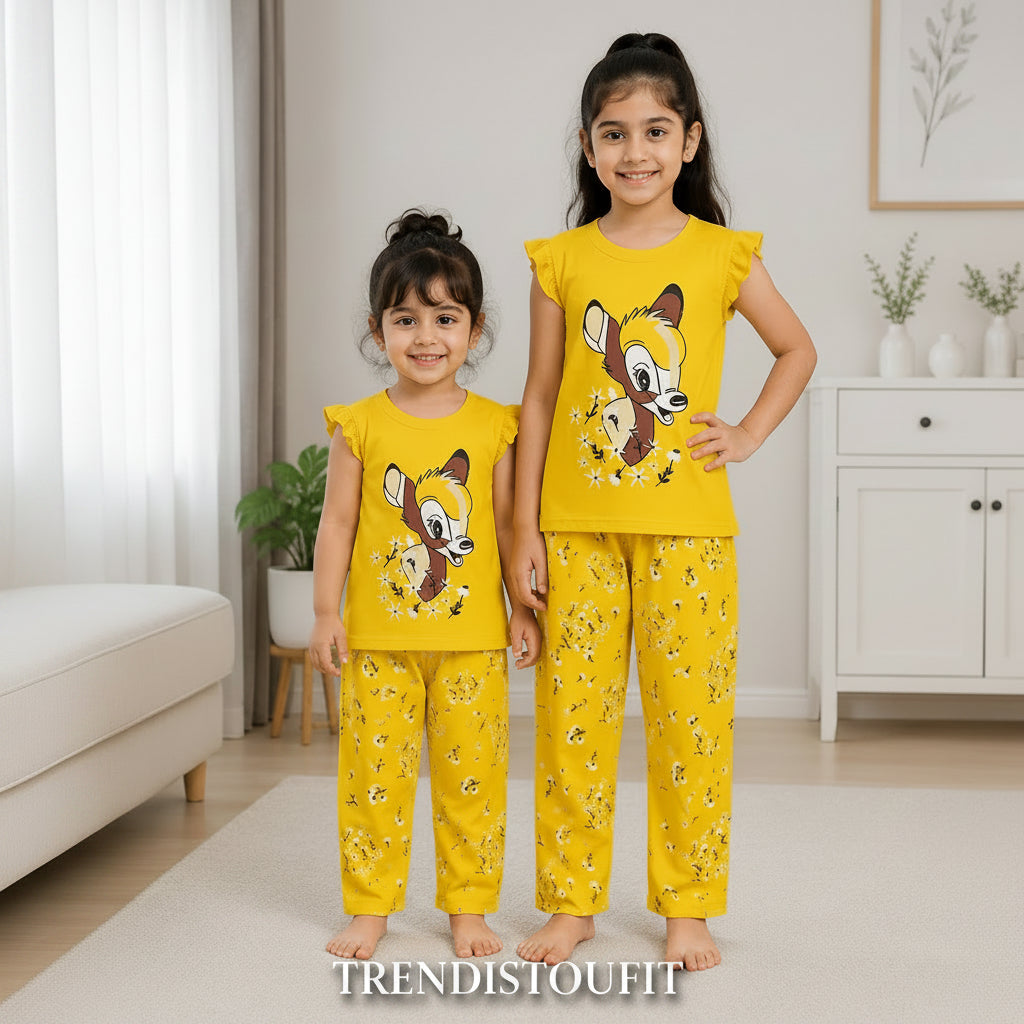 YELLOW CUTE DEAR KIDA PAJAMA SET