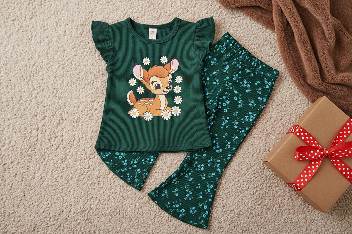 GREEN CUTE DEAR KIDS PAJAMA SET
