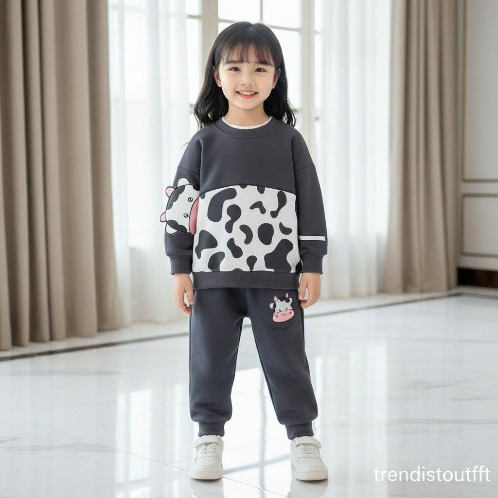 BLACK COW KIDS WINTER PANEL SWEETSHIRT SET