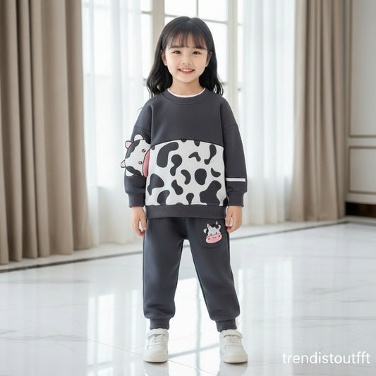 BLACK COW KIDS WINTER PANEL SWEETSHIRT SET