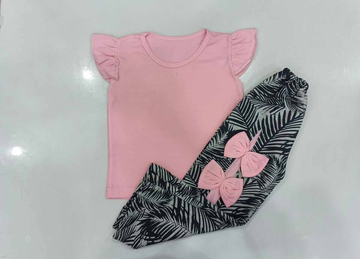 PINK RIB BOW KIDS WEAR