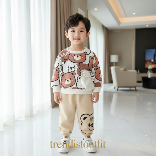 WHITE BEAR POCKET STYLE WINTER KIDS SWEETSHIRT SET