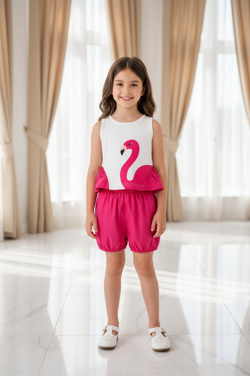 FLAMINGO KIDS SHORT SET PINK