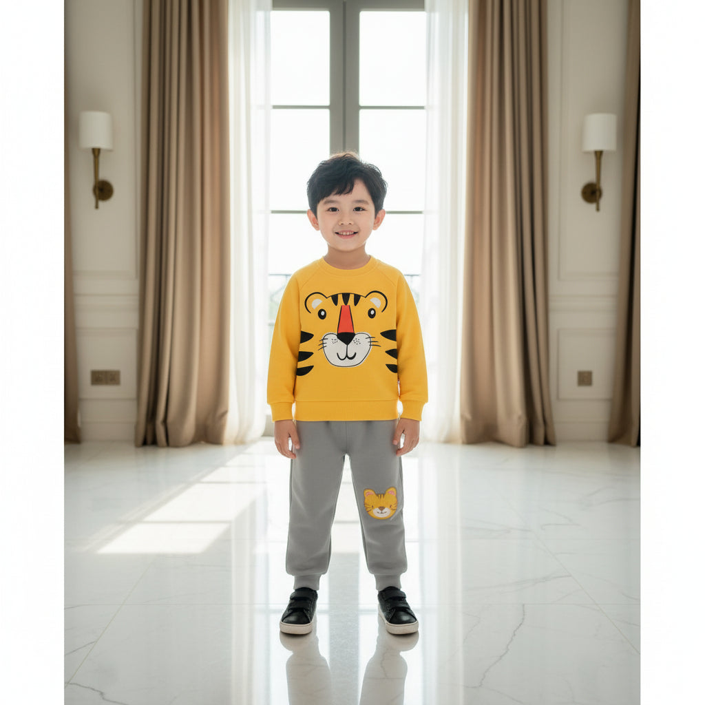 YELLOW LION KIDS WINTER PANEL SWEETSHIRT SET