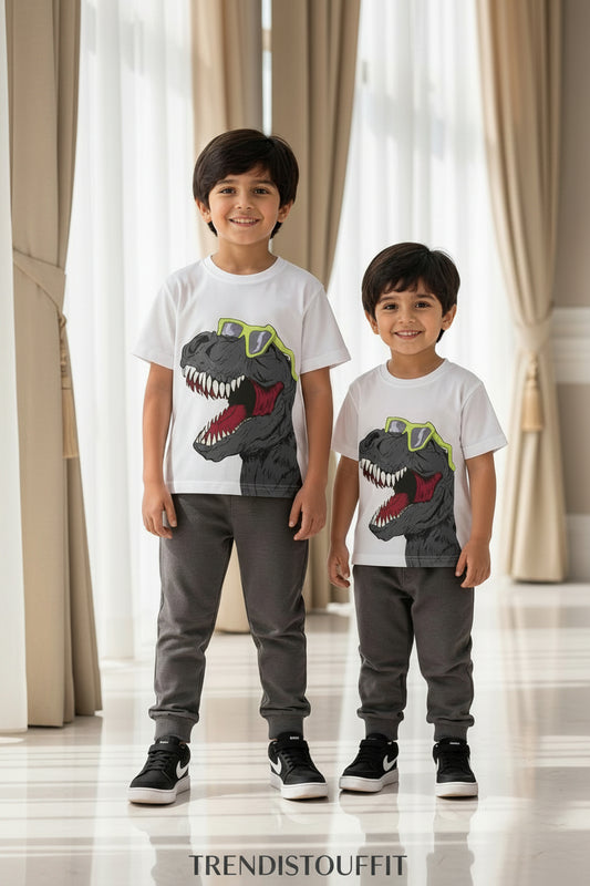 GRAY DINO ROAR KIDS CO-ORD SET