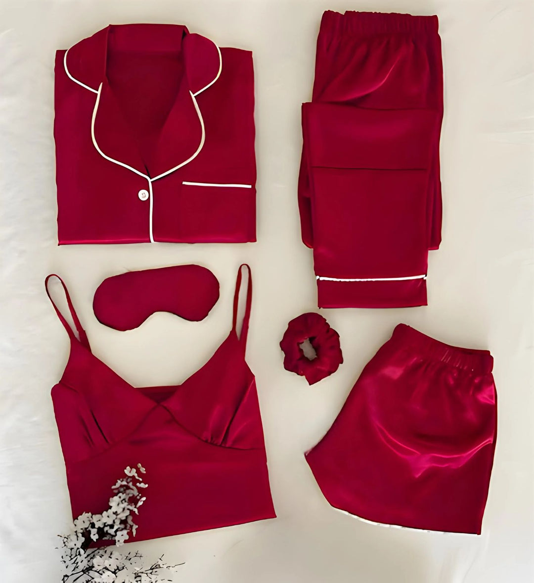 6 IN 1 Silk Set Nightwear For Women / 6 Pcs Silk Night Suit For Girls